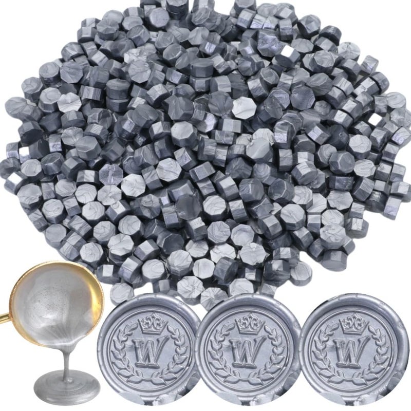 Atopbb 300Pcs Silver Sealing Wax Beads, Vintage Wax Seal Beads for WaxSeal Stamp, Great for Embellishment of Wedding Invitation, Envelope, Gift Wrapping, Wine Package (Silver) - Image 1